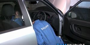 TXM STUDIOS - Mechanics jerk off while making out in broken down car