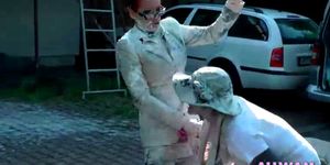Lesbians In WAM Paint Bucket Cat Fight