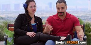 Swinger couple tells to interviewer their fantasies and fears before entering the Swing House