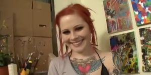 Redhead Misti Dawn fucks tattoo artist