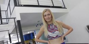 Blonde stepsister Alexa Grace getting slammed hard by a big cocked stepbrother in POV
