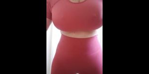 Mature Aussie female with huge boobs sends a video to her boss showing off her big boobs