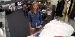 Desperate horny bride sucks and fucks pawn managers hugecock