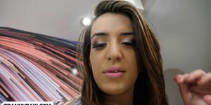 Big ass latina tranny Vitoria Neves enjoys doggystyle - video 1