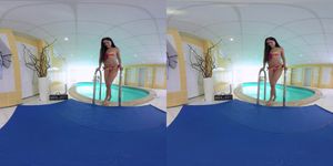 Wet Vanessa - Brunette Cutie was Swimming in the Pool to Exercise And...