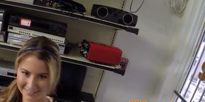 Desperate pawnshop amateur doggystyled and bj