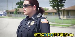Naughty cops blowing black cock
