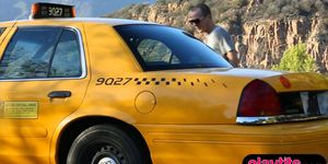 Selena Rose taking a ride in a sex taxi and gets fucked