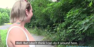 PublicAgent Big boobs student sucks and fucks for cash in the forest