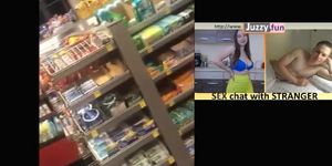 black fat Sexy girl candid in store with big boobs out
