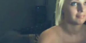 Sexy blondie chatting and stripping on webcam