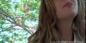 College pink twat drilled in POV style close-up
