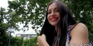 Eurobabe flashes her big tits and banged - video 1