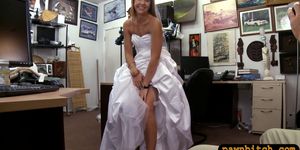 Babe sells her wedding dress and pounded by pawn keeper
