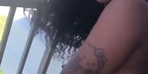 Ebony girl outdoor squirt