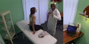 Brunette fucked by doctor on spy cam in his office