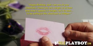Coworkers get together at work after hours to celebrate a birthday
