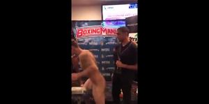 Straight Naked Boxer Shows Off Cock To Camera And Crowd