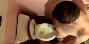 PISS TWINKS - Few twinks voyeur piss in toilet and hot solo masturbation