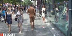 Nude Walk on Busy Street
