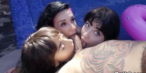 Foursome outdoor sex with gorgeous Goth babes (Joanna Angel, Janice Griffith, Charlotte Sartre)