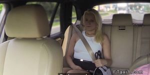 Bent over blonde banged in fake taxi