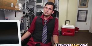 Gay teen loves to suck juicy black dicks during his break time.