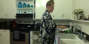 hot pregnant wife ass slapping in kitchen