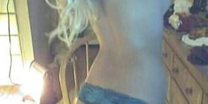 Tight webcam blonde exposes titties and bald slit - video 4