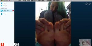 Skype girl showing feet for wanker