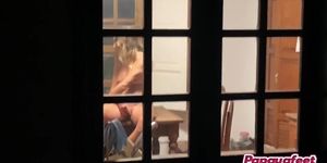 Neighbour catches masturbating in the kitchen