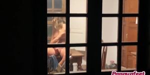 Neighbour catches masturbating in the kitchen (amateur )