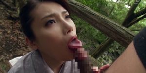 ZENRA | SUBTITLED JAPANESE AV - JAV outdoor exposure in kimono followed by blowjob Subtitles (Akemi Horiuchi)