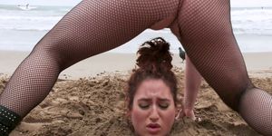 Fat slut got piss buried on the beach (Mistress Kara)