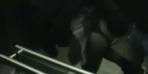 Teen GF public BJ elevator - video 1