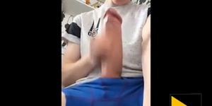 Skinny White Boy Got A Big Ass Dick Cum Shot