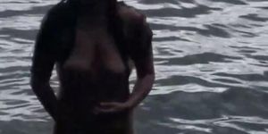 Naked Native American at lake being naughty :)
