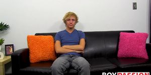 BOY PASSION - Twink enjoys nice interview before stroking his big penis