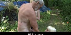 Woodcutter big old dick fucks young girls in the woods