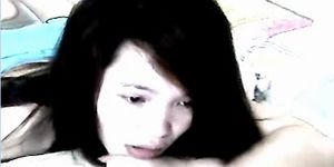 Hairy Chinese girl masturbating on webcam