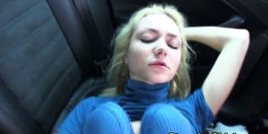 Amateur hitchhiker gets creampie by driver