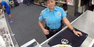 Latina cop posing for sexy pics in uniform to get cash