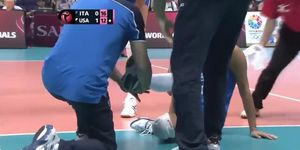 Professional Volleyball Player Foot Injury Shoe And Sock Off