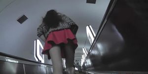 Petite Gal With Brunette Hair Caught In Public Upskirt