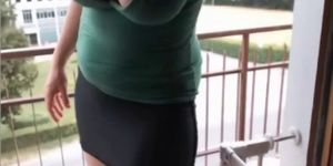 Girl stripping on balcony, nice body - video 1
