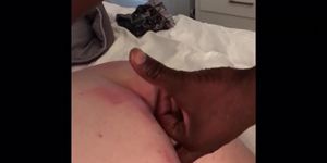 Dominate black man punishes white submissive BBW slut with belt