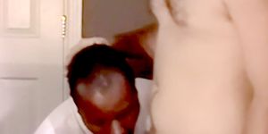 JOE SCHMO VIDEO - Black man sucking guys big cock until he cums on his face