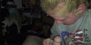 Blonde teen swallowing POV - video 1