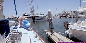 Teen BFFs on a boat trip with Mobys Dick fuck outdoor