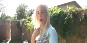 Outside with blonde slut